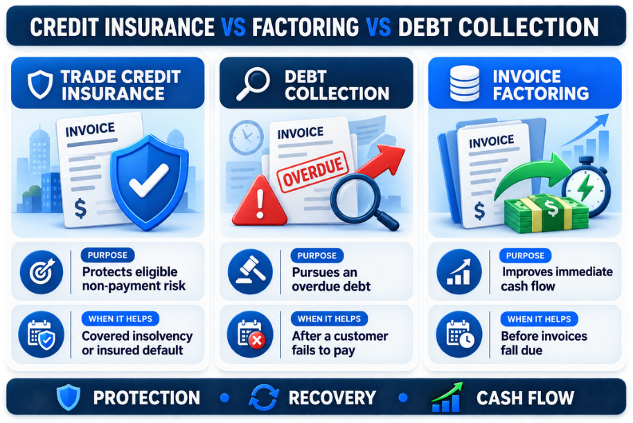 Credit Insurance Versus Factoring and Debt Collection